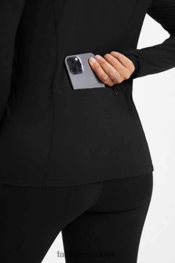 tr Fabletics kadınlar phoenix yarım fermuarlı orta katman siyah 40R06B2583