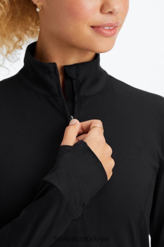 tr Fabletics kadınlar phoenix yarım fermuarlı orta katman siyah 40R06B2583