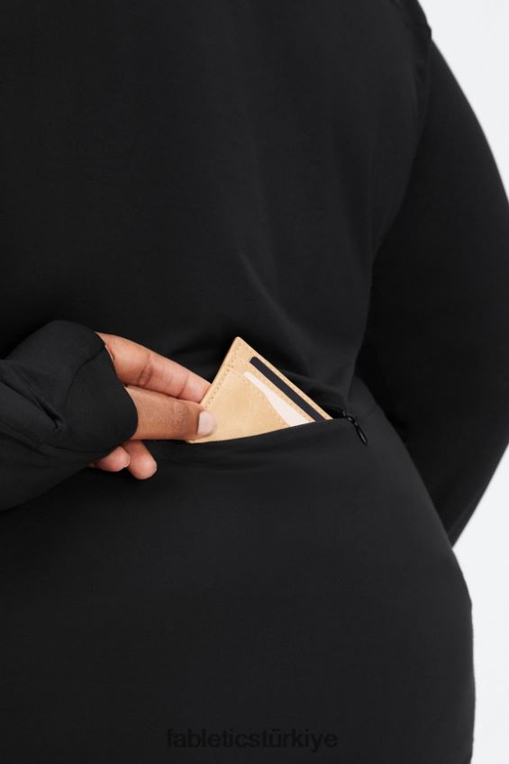 tr Fabletics kadınlar phoenix yarım fermuarlı orta katman siyah 40R06B2584