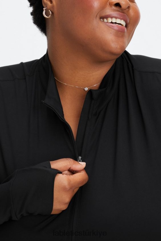 tr Fabletics kadınlar phoenix yarım fermuarlı orta katman siyah 40R06B2584