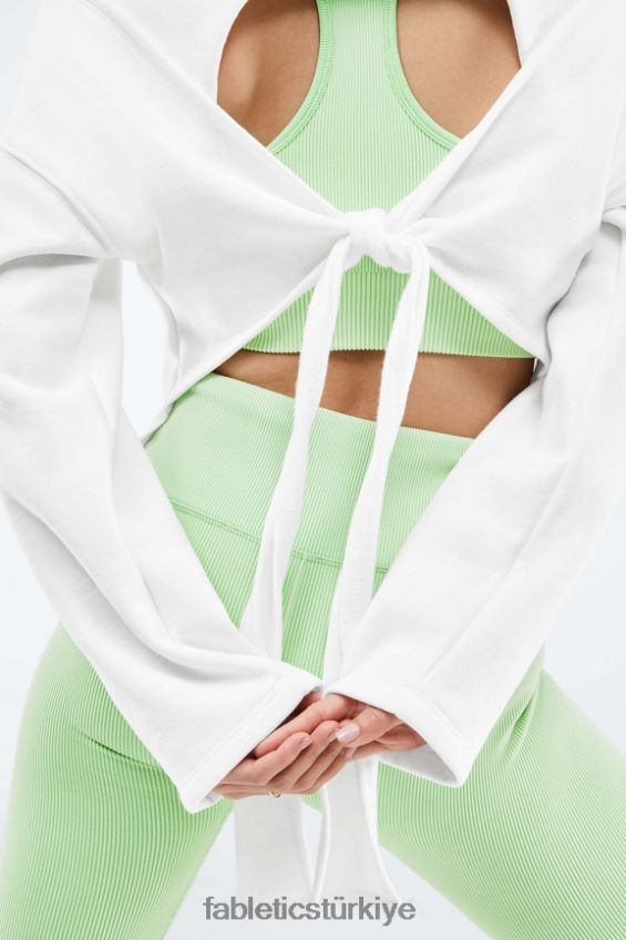 tr Fabletics kadınlar skye kravatlı arkası açık uzun kollu kazak açık beyaz 40R06B2525