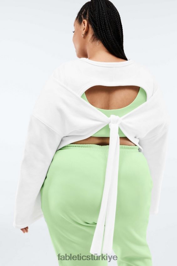 tr Fabletics kadınlar skye kravatlı arkası açık uzun kollu kazak açık beyaz 40R06B2526