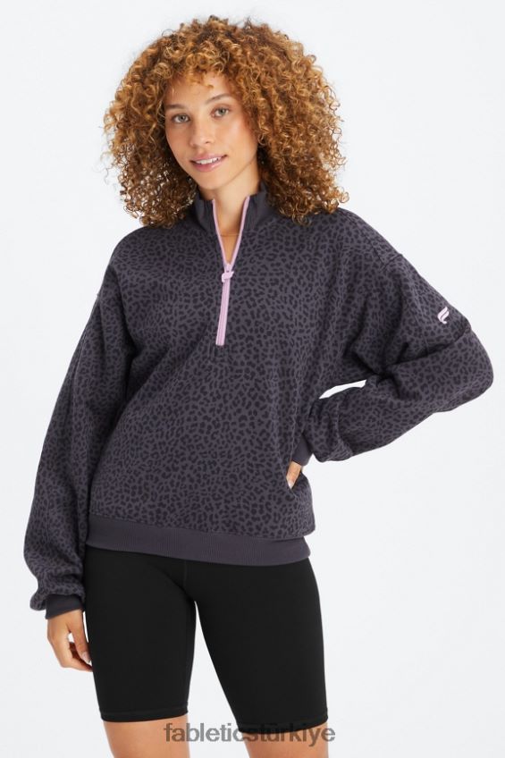 tr Fabletics kadınlar sonsuza kadar polar 1/2 fermuarlı sweatshirt kalaylı iki renkli leopar/orkide 40R06B2498