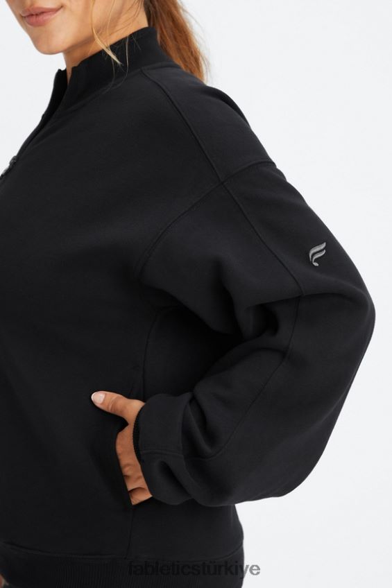 tr Fabletics kadınlar sonsuza kadar polar 1/2 fermuarlı sweatshirt siyah/kalaylı 40R06B2499