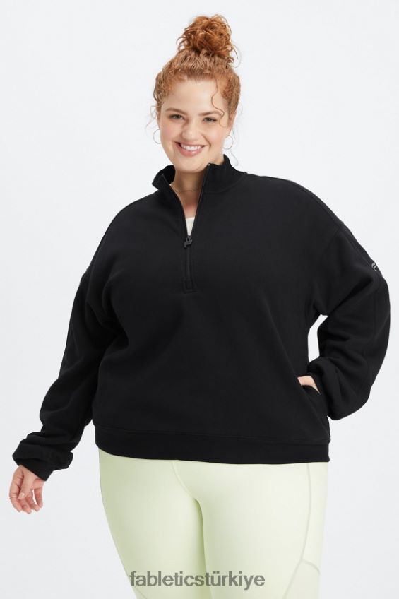 tr Fabletics kadınlar sonsuza kadar polar 1/2 fermuarlı sweatshirt siyah/kalaylı 40R06B2500