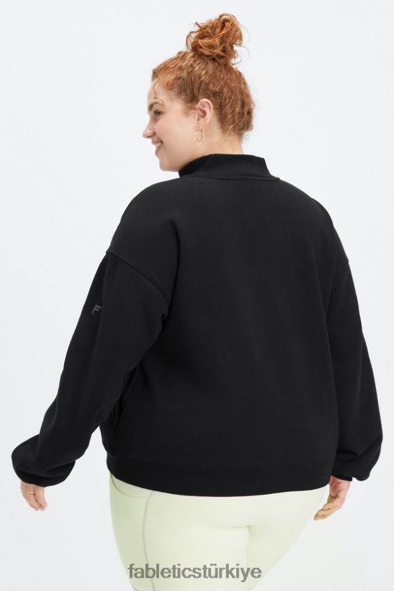 tr Fabletics kadınlar sonsuza kadar polar 1/2 fermuarlı sweatshirt siyah/kalaylı 40R06B2500