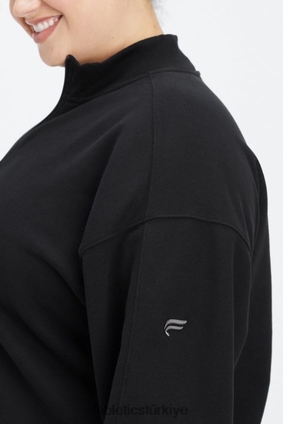 tr Fabletics kadınlar sonsuza kadar polar 1/2 fermuarlı sweatshirt siyah/kalaylı 40R06B2500