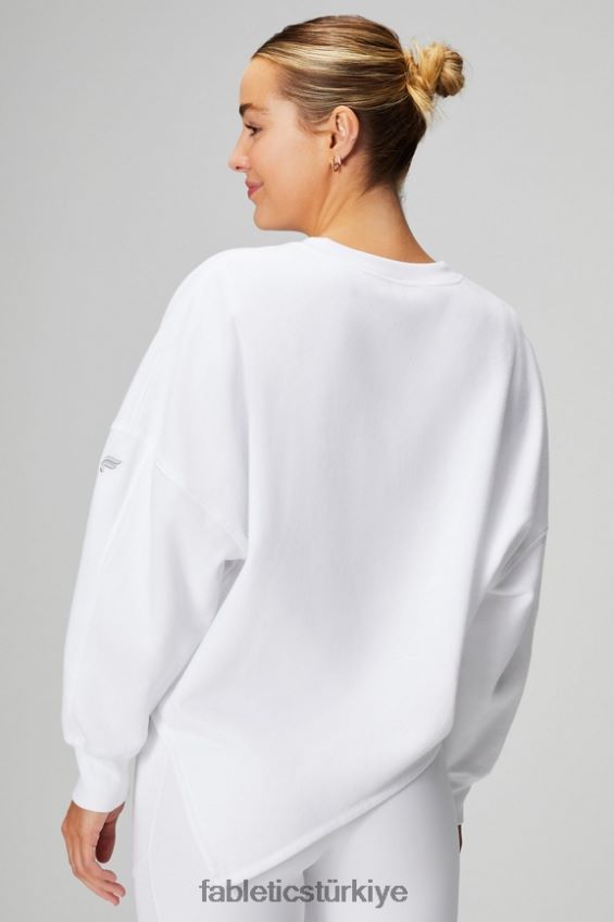 tr Fabletics kadınlar sonsuza kadar polar asimetrik sweatshirt klasik beyaz/mineral gri 40R06B2461