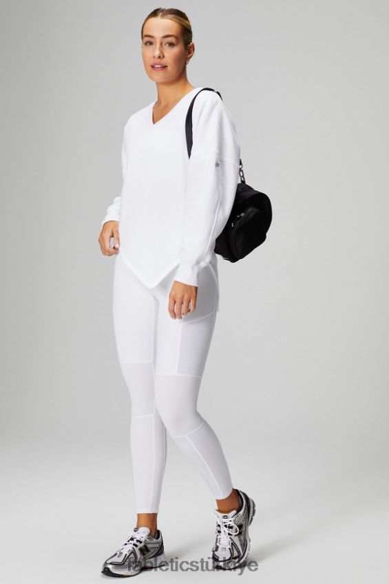 tr Fabletics kadınlar sonsuza kadar polar asimetrik sweatshirt klasik beyaz/mineral gri 40R06B2461
