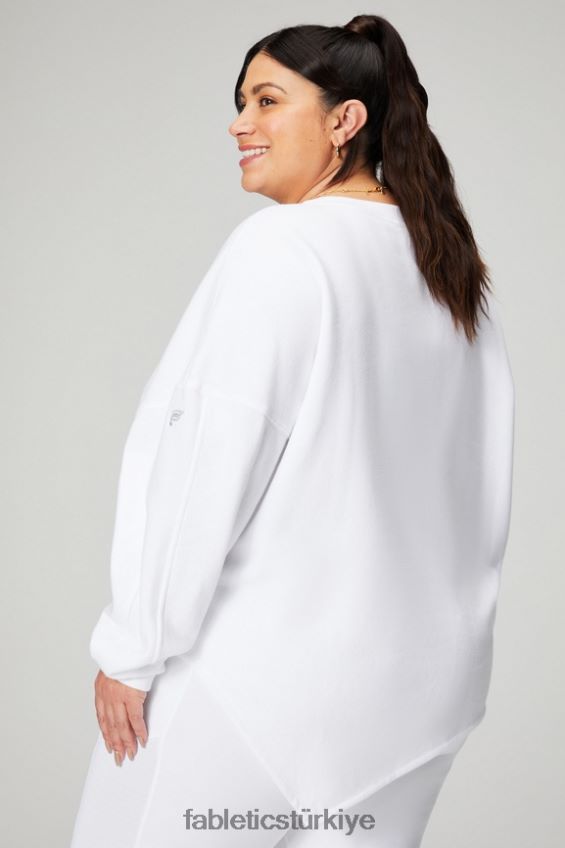 tr Fabletics kadınlar sonsuza kadar polar asimetrik sweatshirt klasik beyaz/mineral gri 40R06B2462