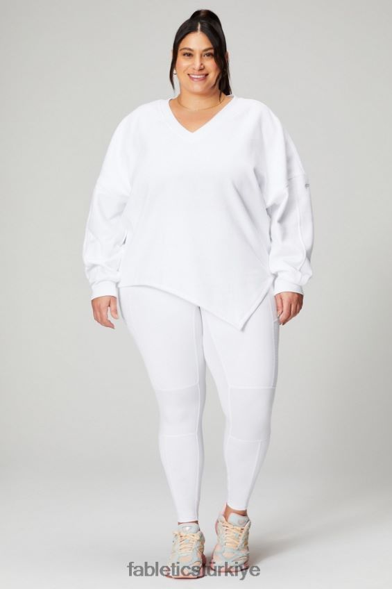 tr Fabletics kadınlar sonsuza kadar polar asimetrik sweatshirt klasik beyaz/mineral gri 40R06B2462