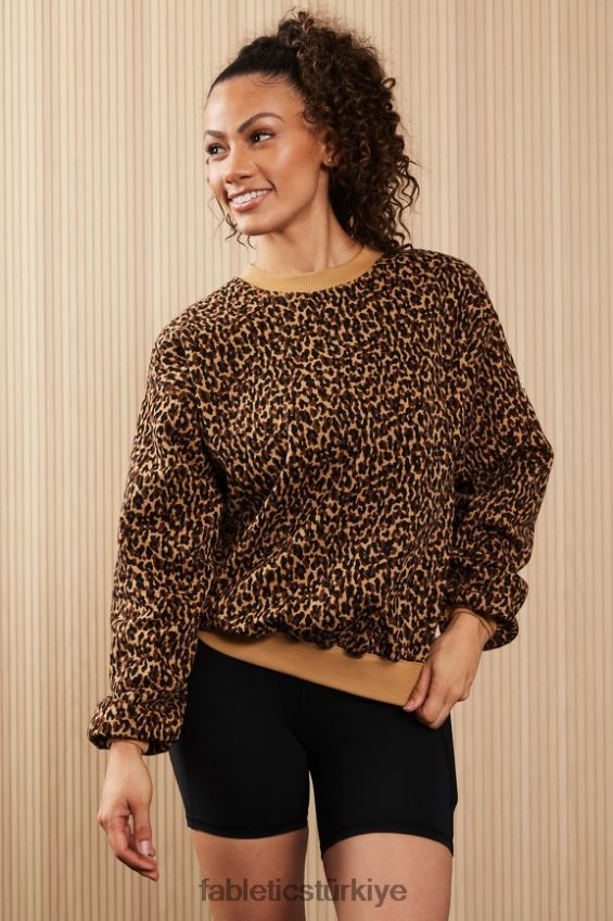 tr Fabletics kadınlar sonsuza kadar polar bisiklet yaka sweatshirt dalgalı çita/kireç şerbeti 40R06B2455