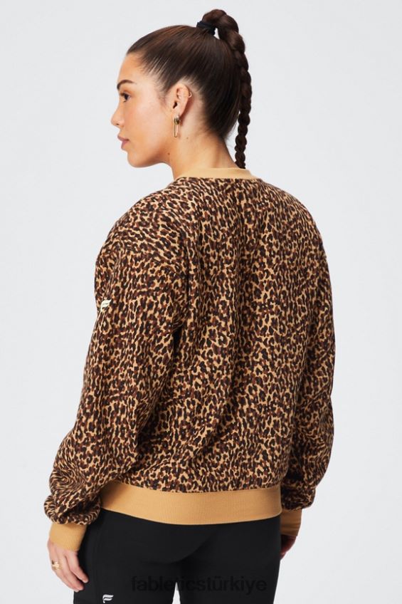 tr Fabletics kadınlar sonsuza kadar polar bisiklet yaka sweatshirt dalgalı çita/kireç şerbeti 40R06B2455