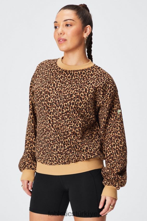 tr Fabletics kadınlar sonsuza kadar polar bisiklet yaka sweatshirt dalgalı çita/kireç şerbeti 40R06B2455