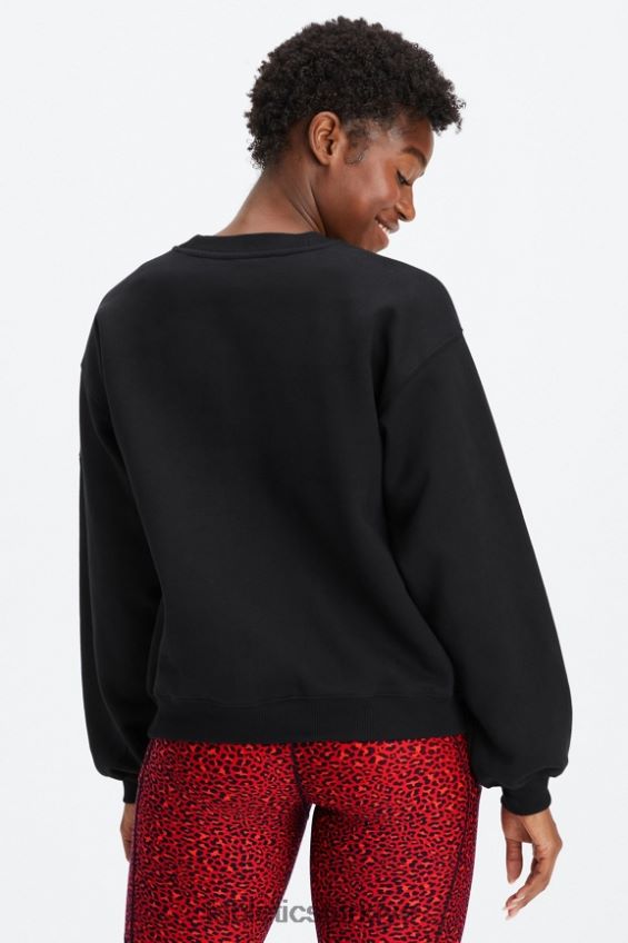 tr Fabletics kadınlar sonsuza kadar polar bisiklet yaka sweatshirt siyah/kalaylı 40R06B2456