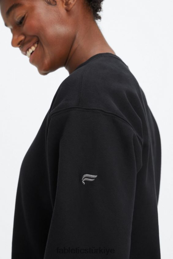 tr Fabletics kadınlar sonsuza kadar polar bisiklet yaka sweatshirt siyah/kalaylı 40R06B2456