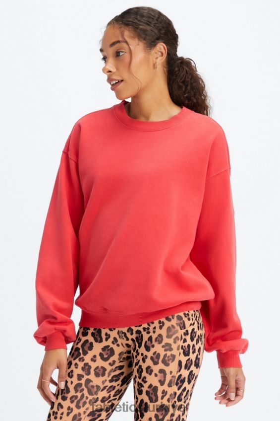 tr Fabletics kadınlar sonsuza kadar polar bisiklet yaka sweatshirt yıkanmış vişne/beyaz 40R06B2457