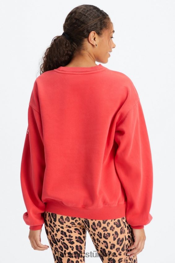 tr Fabletics kadınlar sonsuza kadar polar bisiklet yaka sweatshirt yıkanmış vişne/beyaz 40R06B2457