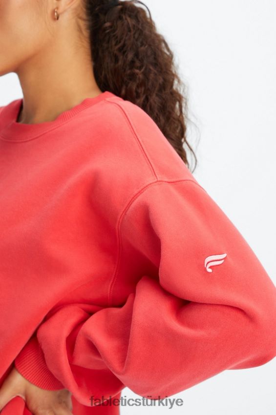 tr Fabletics kadınlar sonsuza kadar polar bisiklet yaka sweatshirt yıkanmış vişne/beyaz 40R06B2457