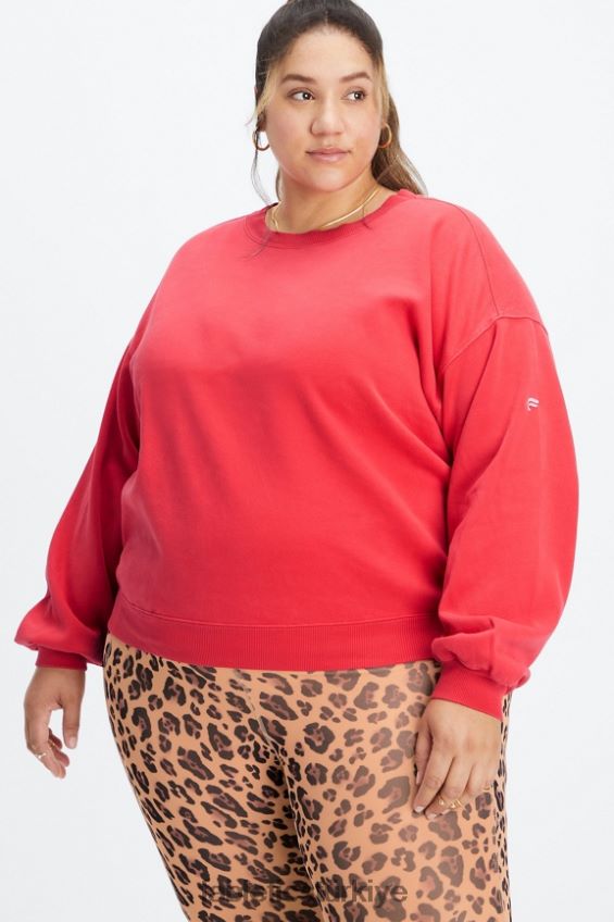 tr Fabletics kadınlar sonsuza kadar polar bisiklet yaka sweatshirt yıkanmış vişne/beyaz 40R06B2458