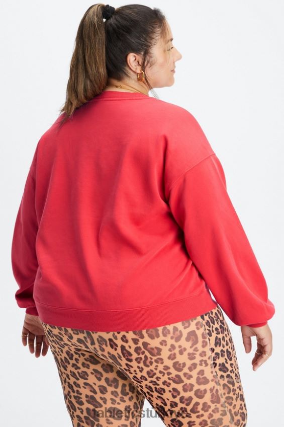 tr Fabletics kadınlar sonsuza kadar polar bisiklet yaka sweatshirt yıkanmış vişne/beyaz 40R06B2458