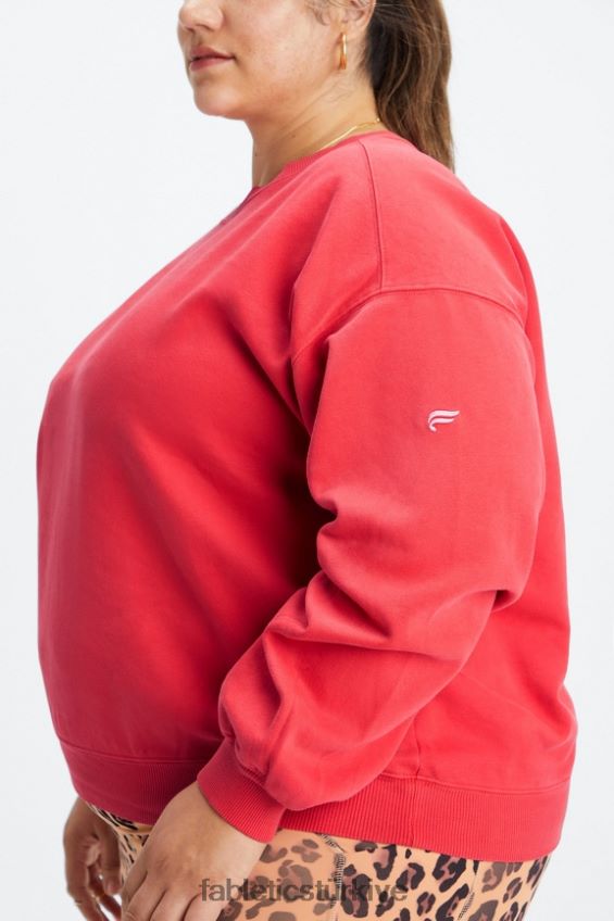 tr Fabletics kadınlar sonsuza kadar polar bisiklet yaka sweatshirt yıkanmış vişne/beyaz 40R06B2458