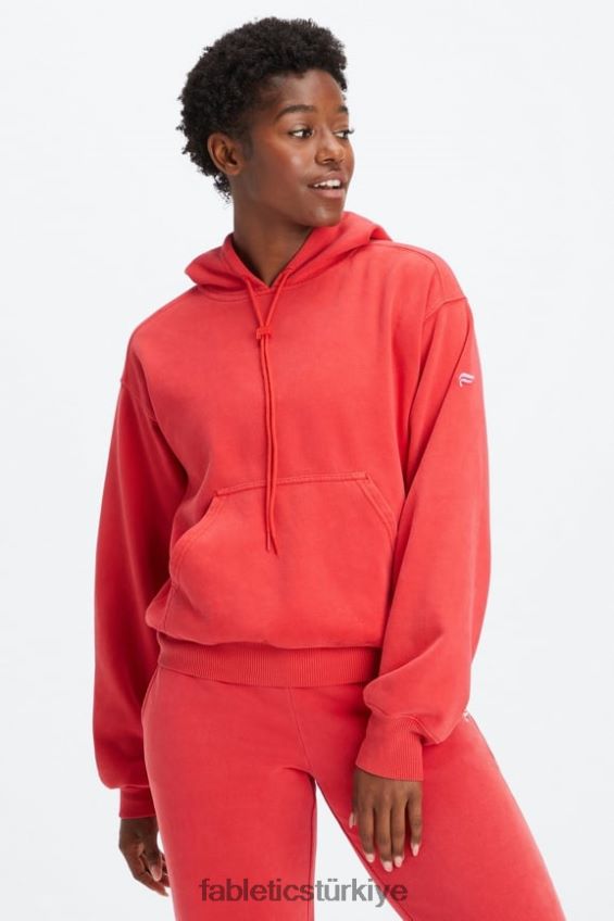 tr Fabletics kadınlar sonsuza kadar polar kapşonlu yıkanmış vişne/beyaz 40R06B2492