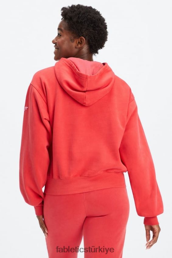 tr Fabletics kadınlar sonsuza kadar polar kapşonlu yıkanmış vişne/beyaz 40R06B2492