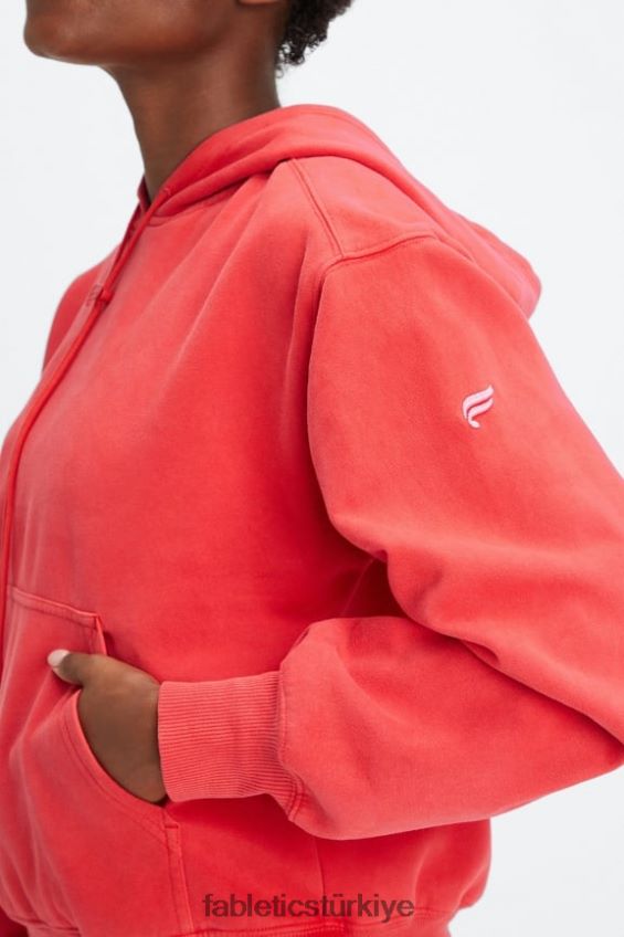 tr Fabletics kadınlar sonsuza kadar polar kapşonlu yıkanmış vişne/beyaz 40R06B2492