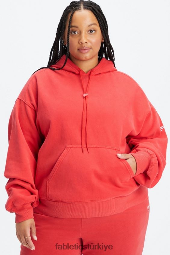 tr Fabletics kadınlar sonsuza kadar polar kapşonlu yıkanmış vişne/beyaz 40R06B2493