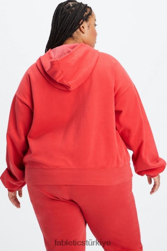 tr Fabletics kadınlar sonsuza kadar polar kapşonlu yıkanmış vişne/beyaz 40R06B2493