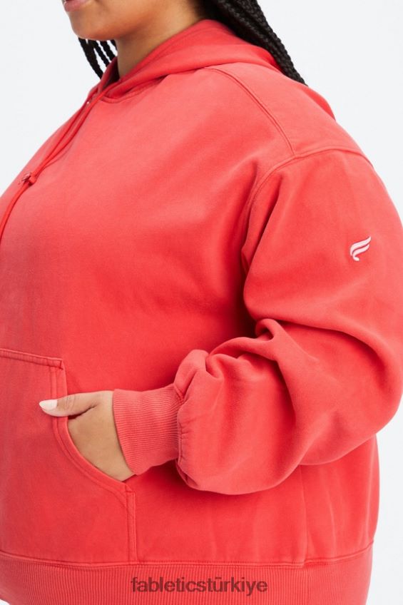 tr Fabletics kadınlar sonsuza kadar polar kapşonlu yıkanmış vişne/beyaz 40R06B2493