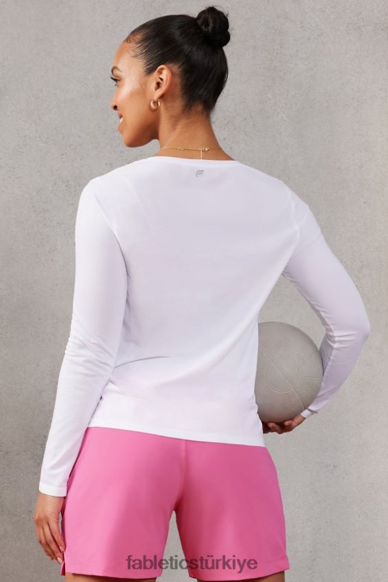 tr Fabletics kadınlar tüy teknolojisi uzun kollu üst klasik beyaz 40R06B2577