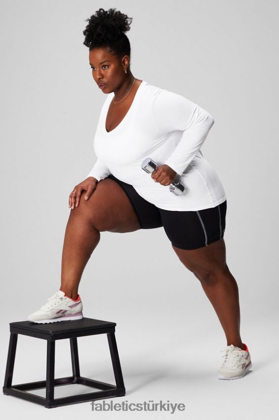 tr Fabletics kadınlar tüy teknolojisi uzun kollu üst klasik beyaz 40R06B2578