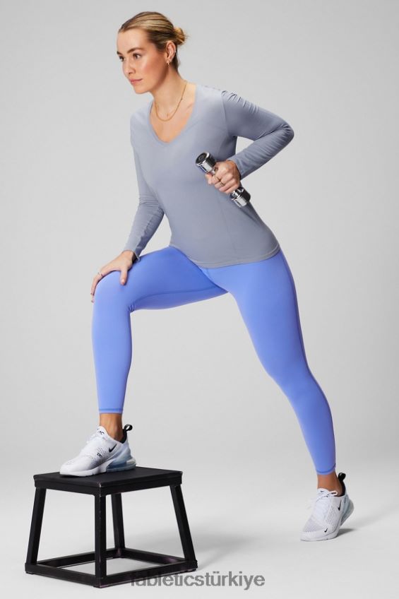 tr Fabletics kadınlar tüy teknolojisi uzun kollu üst klasik gri melanj 40R06B2576