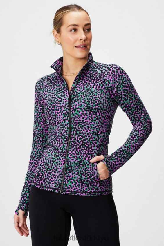 tr Fabletics kadınlar trinity performans ceketi çimen yeşili safari noktaları 40R06B2569