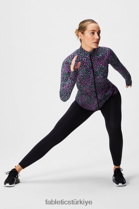 tr Fabletics kadınlar trinity performans ceketi çimen yeşili safari noktaları 40R06B2569
