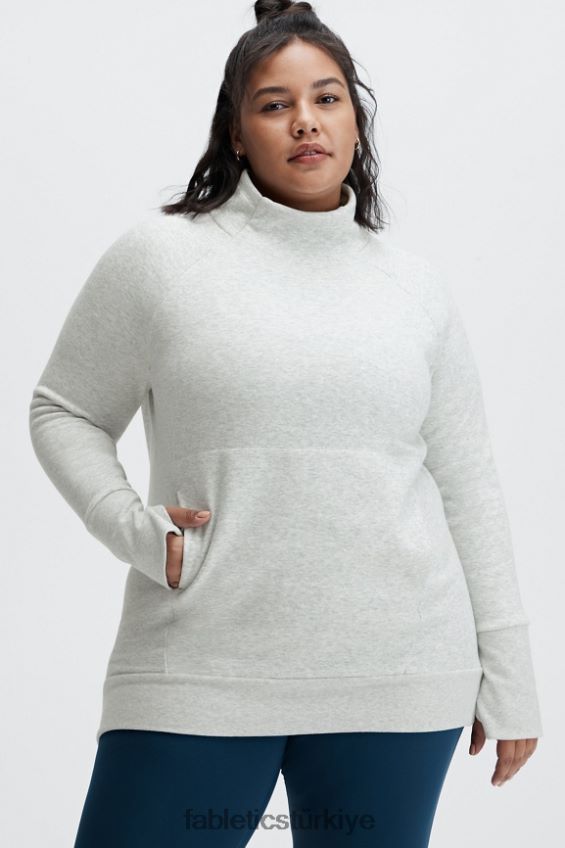 tr Fabletics kadınlar zaylee huni yakalı tunik açık gri funda 40R06B2503