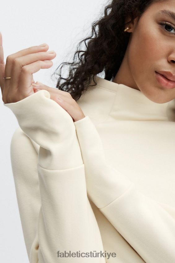 tr Fabletics kadınlar zaylee huni yakalı tunik sıcak beyaz 40R06B2501