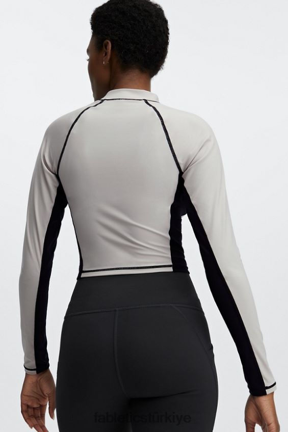 tr Fabletics kadınlar Giana dik yaka uzun kollu top kül/siyah 40R06B2679