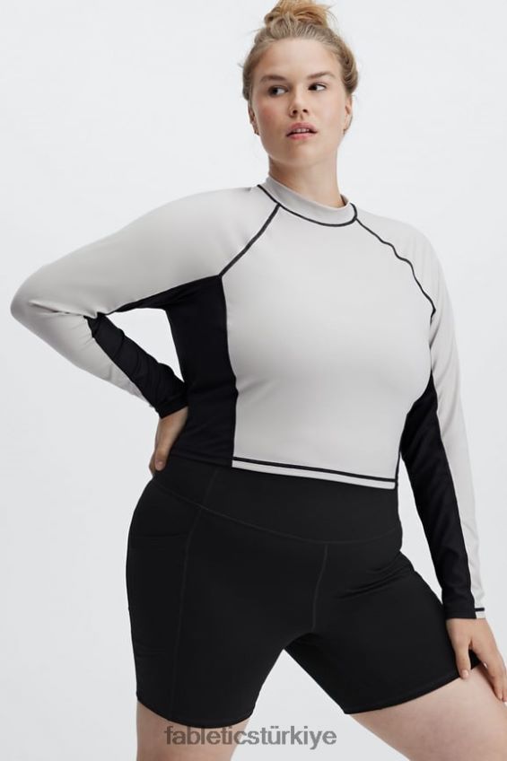 tr Fabletics kadınlar Giana dik yaka uzun kollu top kül/siyah 40R06B2680