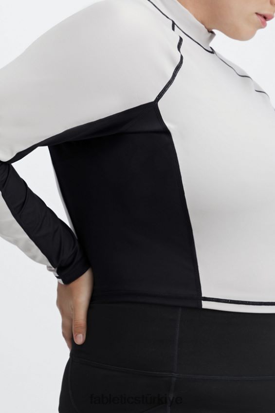 tr Fabletics kadınlar Giana dik yaka uzun kollu top kül/siyah 40R06B2680