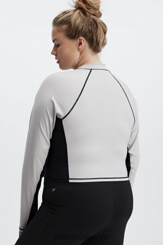 tr Fabletics kadınlar Giana dik yaka uzun kollu top kül/siyah 40R06B2680