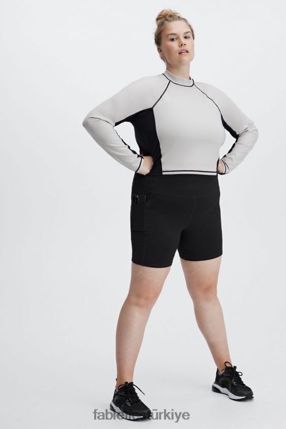 tr Fabletics kadınlar Giana dik yaka uzun kollu top kül/siyah 40R06B2680