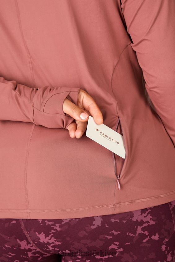 tr Fabletics kadınlar anka kuşu uzun kollu üst vişneli moka 40R06B2722