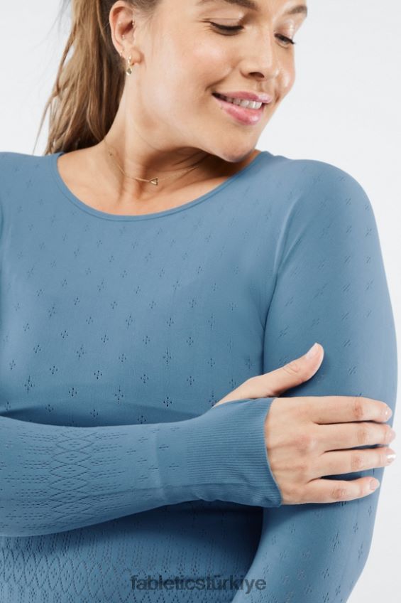 tr Fabletics kadınlar ashton sculptknit uzun kollu üst mavi demir 40R06B2697