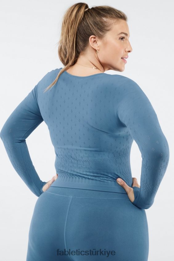 tr Fabletics kadınlar ashton sculptknit uzun kollu üst mavi demir 40R06B2697