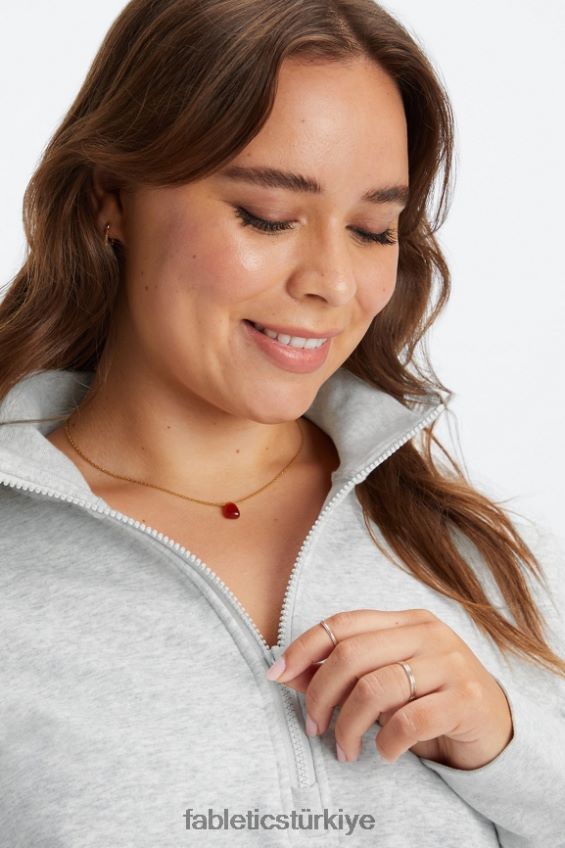 tr Fabletics kadınlar catarina balıkçı yaka fermuarlı kazak açık gri funda 40R06B2643