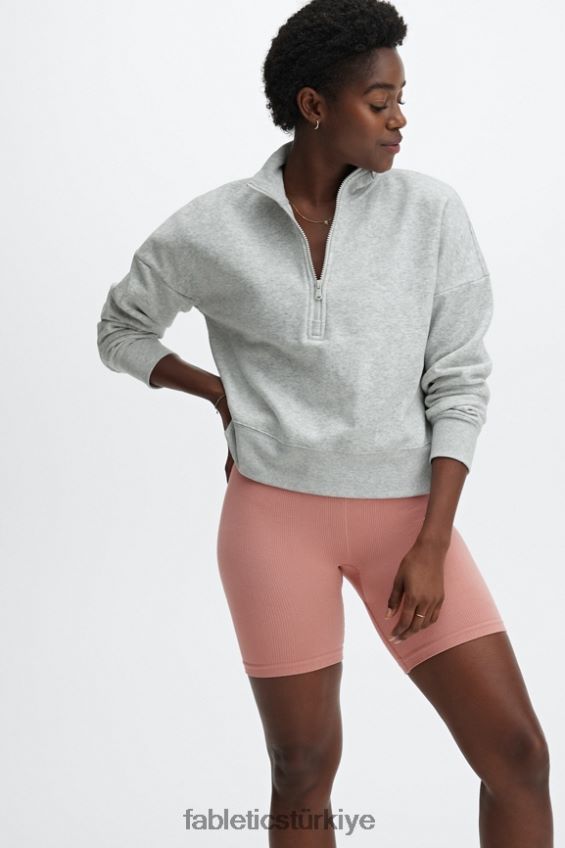 tr Fabletics kadınlar catarina balıkçı yaka fermuarlı kazak açık gri funda 40R06B2643