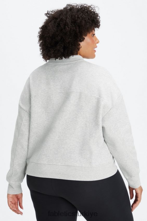 tr Fabletics kadınlar catarina balıkçı yaka fermuarlı kazak açık gri funda 40R06B2644